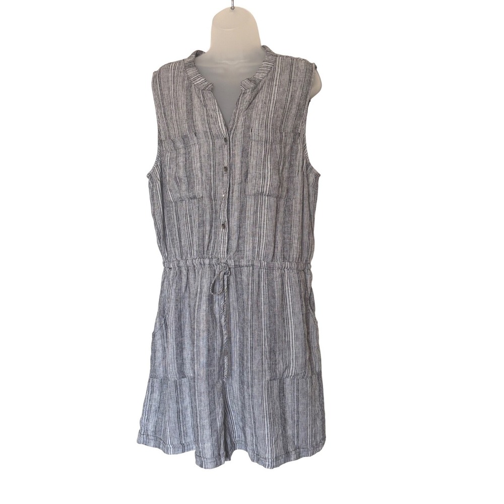 Kelly Renee Womens XXL Black‎ & White Striped Sleeveless Button Front Romper